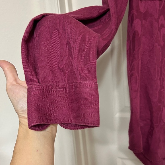 Ami Sanzuri Men’s Burgundy Shirt button-up gorgeous linen cotton blend luxury - Picture 5 of 14